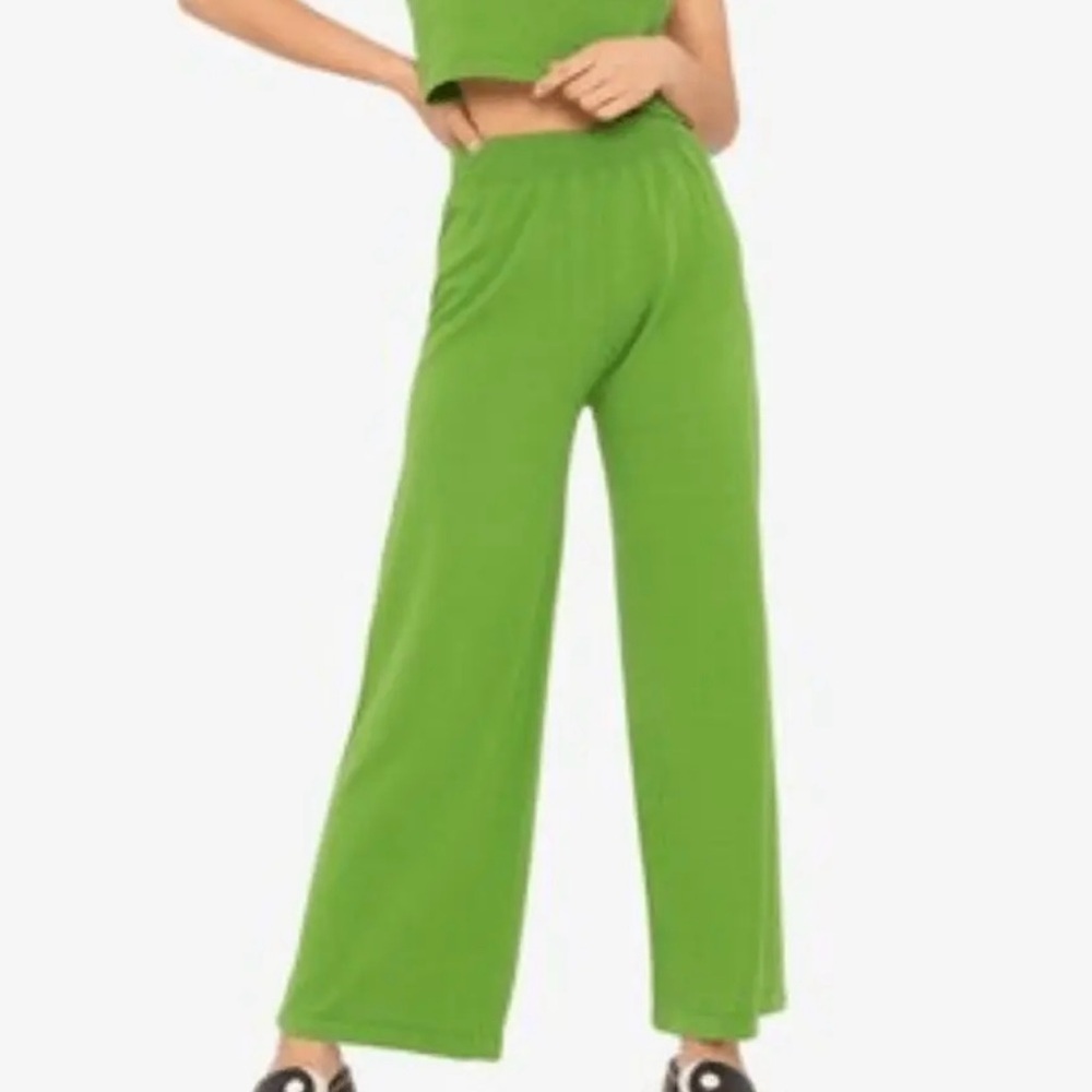 Callahan Julia Wide Leg Soft Tight Knit Green Pants Quiet Luxury Minimalist